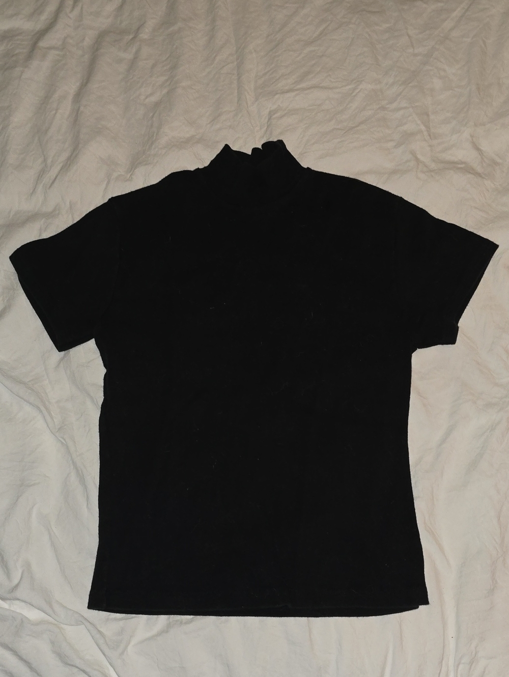 Brandy Melville Black Short-Sleeve Mock Neck Tee
